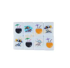 Mahjong américain sur <span class=keywords><strong>le</strong></span> thème de la <span class=keywords><strong>plage</strong></span>, 160 jetons en acrylique de qualité supérieure avec motifs imprimés UV - Product Image 5