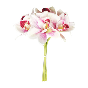 Bouquet d'orchidées Huilan artificielles en soie, faites à la main, effet toucher réel - Fleurs de <span class=keywords><strong>Cymbidium</strong></span> Faberi pour la décoration de mariages et de fêtes du Nouvel An (vente en gros) - Product Image 6