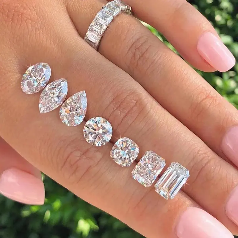 Moissanite berlian D warna VVS bulat memotong Oval pir putri zamrud bantal hati Moissanite batu permata longgar dengan sertifikat GRA