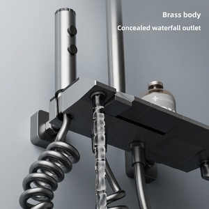ZEPENG Moderne Ensemble <span class=keywords><strong>de</strong></span> <span class=keywords><strong>Douche</strong></span> Pluie 4 Fonctions en Aluminium Gris avec Affichage <span class=keywords><strong>de</strong></span> Température, Colonne <span class=keywords><strong>de</strong></span> <span class=keywords><strong>Douche</strong></span> Murale Type Clavier <span class=keywords><strong>de</strong></span> Piano <span class=keywords><strong>pour</strong></span> Salle <span class=keywords><strong>de</strong></span> Bain - Product Image 4