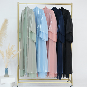 New abaya nhà sản xuất hồi giáo quần áo Womens Dresses Reversible cardigan kimono abaya voan và Organza phía trước mở abaya - Product Image 6