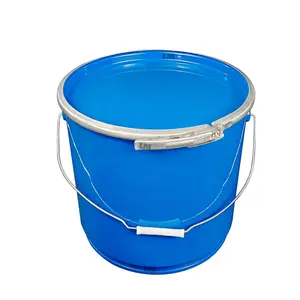 15 liter Drum baja tong biru didaur ulang ember logam bulat dengan tutup untuk cat