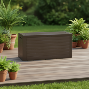Boîte de rangement marron pour patio 45,7"x17,3"x21,7" – Solution de rangement résistante à l'eau pour mobilier de jardin extérieur - Product Image 2