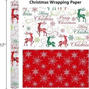 Christmas <b>Wrapping</b> <b>Paper</b> Reindeer Snowflake Design 17 In X 32.8 Ft Reversible Gift Craft Packaging <b>Paper</b> - Product Image 4