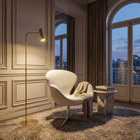 Fauteuil de bureau pivotant en tissu blanc, chaise de loisirs moderne en forme de cygne, réglable, avec base en aluminium et inclinaison manuelle, idéal pour l'hôtellerie