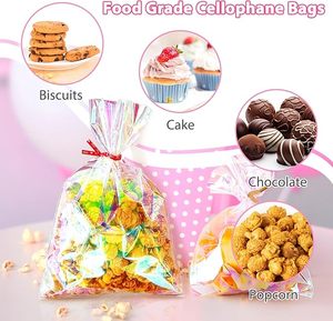 Sacs en cellophane BOPP irisés holographiques roses 4x6 et 5x11 pouces, avec attaches torsadées robustes pour bonbons, friandises, chocolats, supermarché - Product Image 6