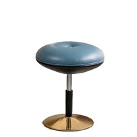 Tabouret de comptoir moderne sans dossier, design champignon, assise rembourrée douce, pivotant à 360°, hauteur réglable, base métallique pour la maison