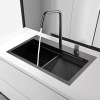 Mélangeur de cuisine multifonctionnel extractible pour évier Évier à cuvette unique sous le montage Évier de cuisine cascade en acier inoxydable