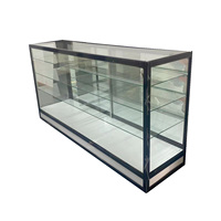 HiKUYA Benutzerdefinierte LED Glasvitrine mit Schiebetür aus Spiegelglas, Schaukasten aus Aluminium und ESG für Rauchwarengeschäfte