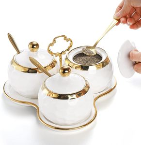 Drop Shipping Ceramic Spice <b>Jar</b> Home Seasoning Box Set Full Set of Light Luxury <b>Kitchen</b> Seasoning Bottle Salt <b>Storage</b> Bottle - Product Image 1