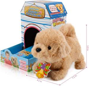 Giocattolo Interattivo in Peluche e Plastica a Forma di Golden Retriever - Cucciolo Elettronico che Cammina, Abbaia, Scodinzola e Allunga le Zampe - Union World 2-4 - Product Image 2