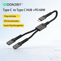 Adaptateur multi-ports Type-C OTG avec câble tressé et composants métalliques pour charge rapide 5A et transfert de données