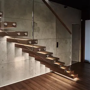 DAIYA drijvende trappen kosten met EIKEN massief houten loopvlak en glas reling