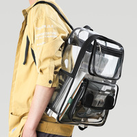 Logo personnalisé en gros de sac d'école étanche de grande capacité sac à dos d'école durable en PVC transparent sac de rangement d'école pour enfants à la mode