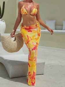 Traje <span class=keywords><strong>de</strong></span> <span class=keywords><strong>baño</strong></span> <span class=keywords><strong>de</strong></span> 3 piezas con estampado floral para mujer, detalles <span class=keywords><strong>de</strong></span> lazos, conjunto básico <span class=keywords><strong>de</strong></span> <span class=keywords><strong>Bikini</strong></span> y falda, traje <span class=keywords><strong>de</strong></span> <span class=keywords><strong>baño</strong></span> brasileño, venta al por mayor, logotipo personalizado - Product Image 5
