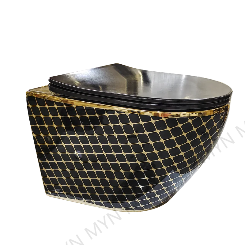 Meiyani роскошное черно-Золотое настенное сиденье для унитаза, комплект для ванной комнаты