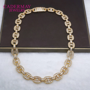 Cadermay Gold Cuban Chain Bracelet 15mm Micro Paved Moissanite Hip Hop Jewelry Gift - Product Image 3
