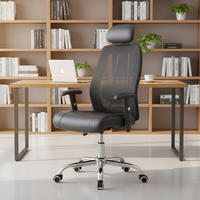 Chaise de bureau ergonomique en cuir moderne certifiée ISO9001 avec soutien lombaire et hauteur réglable