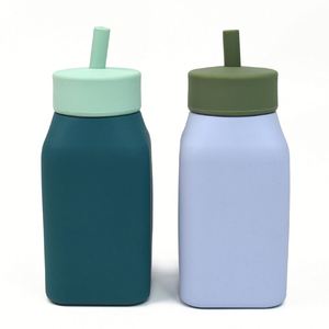 Custom Eco Friendly Kids Silicone Water Bottle With <b>Straw</b> Portable Leakproof Children School Drinking <b>Cup</b> Toddler Wholesale - Product Image 4