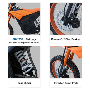Bicicleta Eléctrica de Enduro Forest Trail Riding de 60V 25Ah, Motor de 2000W, Velocidad de 70km/h, Resistente al Agua IPX6, Bicicleta Todoterreno para Adultos - Product Image 2
