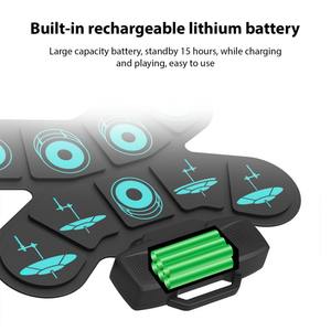 Juego de tambor electrónico de mano, 9 almohadillas, altavoz dual, almohadilla de práctica recargable, Kit de batería con <span class=keywords><strong>baquetas</strong></span>, Pedal de pie - Product Image 3