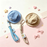 Dompet Koin Gantungan Kunci Mini 2026 Bentuk Topi Nelayan, Tempat Earphone dengan Tali Pergelangan Tangan, Dompet Bentuk Topi Bucket Bahan Corduroy
