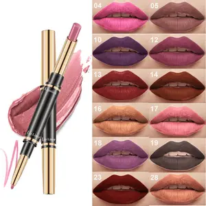 Private Label 12 Colors Long Lasting 2 in 1 Matte Lipstick and Lip Liner Pencil Set Lipliner Duo without Name
