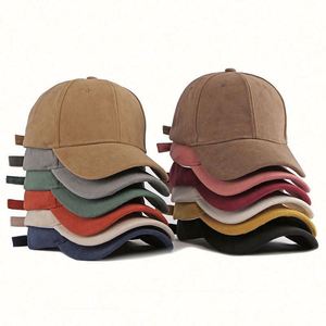 Gorra de béisbol de gamuza con logo personalizado al por mayor, unisex, para invierno, de color liso, estilo popular, con dibujos animados, forro polar y hebilla metálica. - Product Image 1