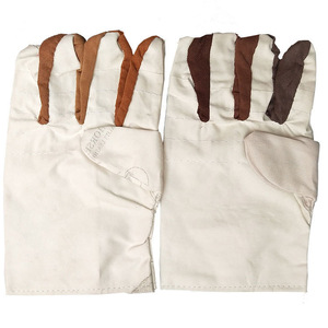 White Leather Canvas Welding <b>Gloves</b> Double Layer Inset Thumb Construction Industry Use Stick Welding Protection - Product Image 5