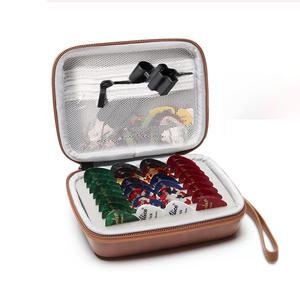 Custodia per plettro per chitarra in EVA oro personalizzata custodia rigida in PU per vassoio in plettro con schiuma con cerniera - Product Image 1