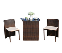Ensemble table et chaises de salle à manger d'extérieur en rotin moderne, finition résistante à la pluie, garantie 2 ans, idéal pour salon, hôtel, cour, parc