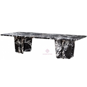 <span class=keywords><strong>Mesa</strong></span> de comedor de mármol negro Napoleón italiano, <span class=keywords><strong>mesa</strong></span> ovalada de piedra natural de lujo para villas de diseño y salas de exposiciones - Product Image 5