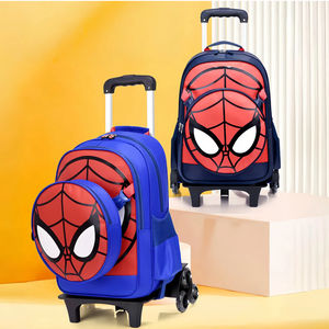 スパイダーマン漫画アニメーションバックパックローリングトロリーホイール付き防水生徒用バッグ小学校男の子用 - Product Image 1