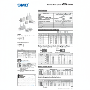 SMC Mini cylindre à montage libre CDUJB10-15DM pièces pneumatiques - Product Image 1