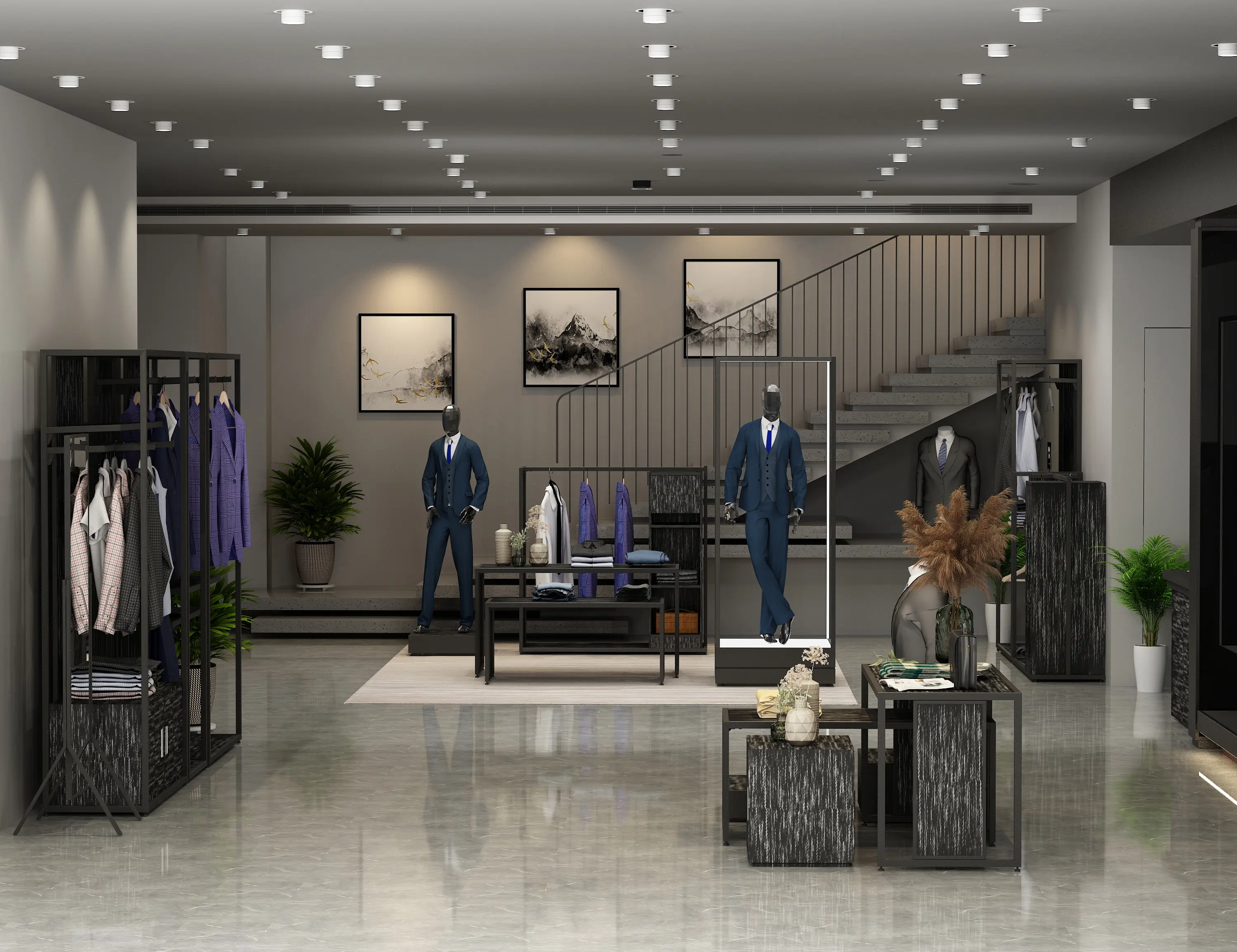 Trendy Fashion Retail Garment Boutique Shop Furniture Custom Man Clothes Display Racks For Clothing Store Design