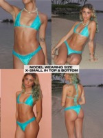 Groothandel op maat gemaakte kant driehoekige bikini gerecycleerde glimmende stof verstelbare strik zeester charme dames badkleding zwempak strand OEM