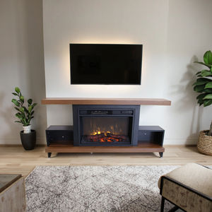 1500 डब्ल्यू फ्रीस्टैंडिंग इलेक्ट्रिक फायरप्लेस हीटर धातु डिजाइन रिमोट नियंत्रित एक ++ ऊर्जा दक्षता नेतृत्व वाली लौ इनडोर घर - Product Image 2