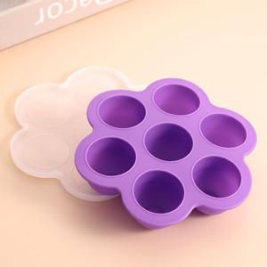 Prix de gros Bac à glaçons en silicone flexible sans BPA, anti-fuite, avec couvercle amovible, bac à glaçons rond - Product Image 1