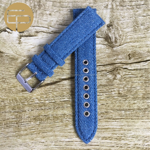 mode haute qualité confortable durable tissu jean cowboy <span class=keywords><strong>coton</strong></span> <span class=keywords><strong>bracelet</strong></span> de <span class=keywords><strong>montre</strong></span> en cuir avec oeillet 16 18 20 22 24mm - Product Image 6