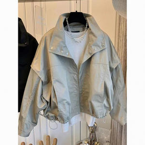 2025 Style coréen femmes court <span class=keywords><strong>Trench</strong></span> manteau manches chauve-souris coupe ample décontracté printemps automne veste <span class=keywords><strong>Petite</strong></span> vêtements d'extérieur - Product Image 1