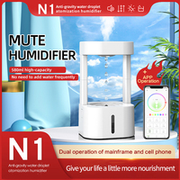 Humidificateur Anti-Gravité 7 Couleurs 580ml, Diffuseur d'Arômes à Goutte d'Eau Lévitationnelle, Mini Pluie Froide de Bureau, Sans Eau, pour la Maison