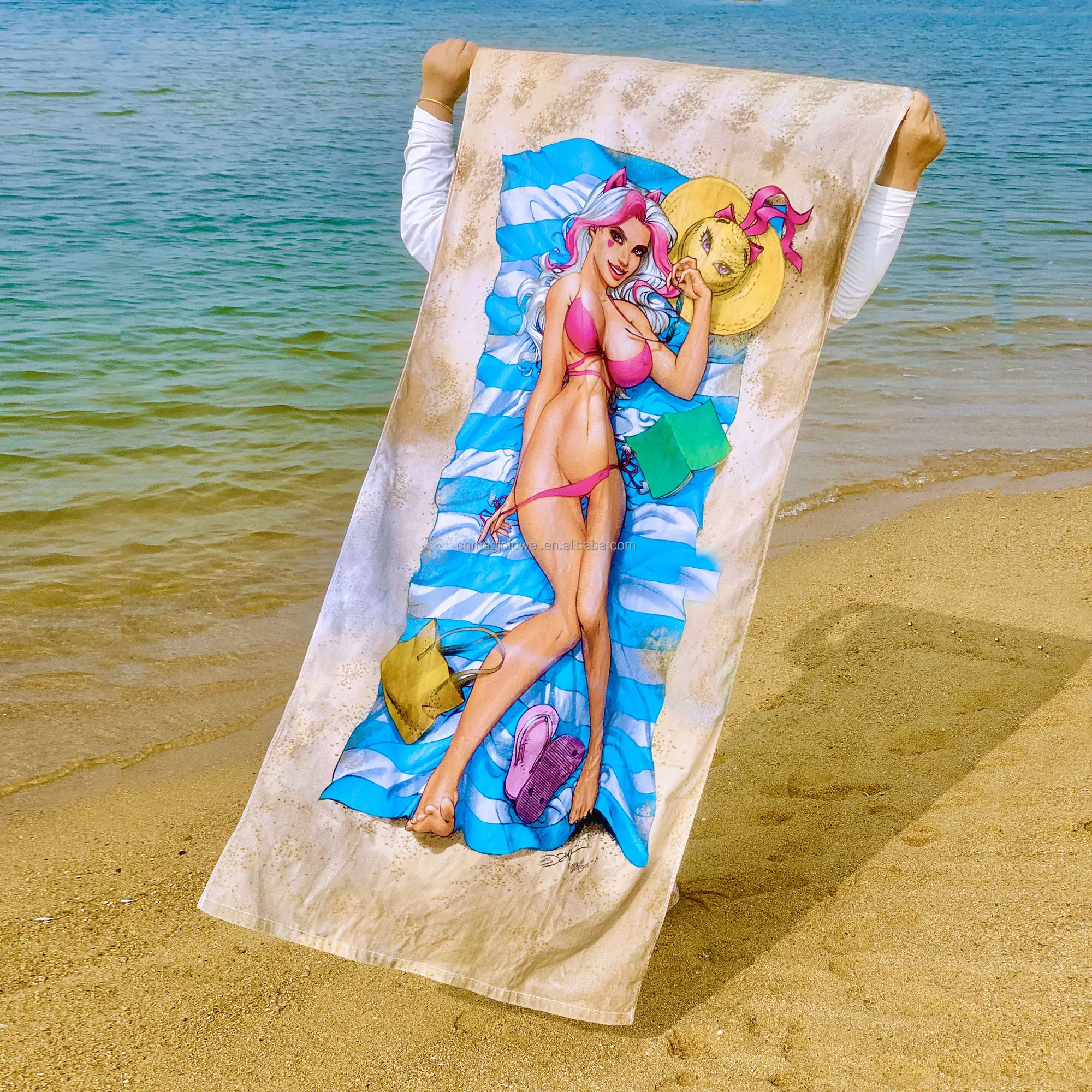 High quality personalized sweat designer logo sexy design printed 100% cotton bath shower swimming custom summer beach towel