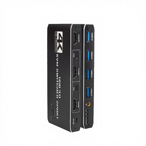 Aluminum USB3.0 KVM Switch Button Switch 2 Port HDTV <b>4K</b> 60Hz Resolution 1 Monitor 2 Computers 4 USB Ports <b>Projector</b>-OEM Brand - Product Image 3