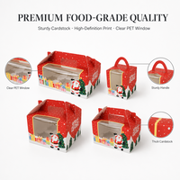 Pochettes en carton recyclables de Noël en gros avec fenêtre de présentation et poignée de transport pour l'emballage de pâtisseries à emporter