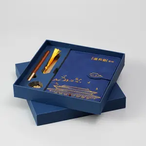 펜과 책이있는 노트북을위한 저널 플래너 포장 노트북 선물 상자 설정