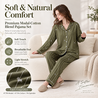 Vêtements de nuit personnalisés confortables avec hauts à manches longues, pyjama ultra-confortable pour femmes en modal