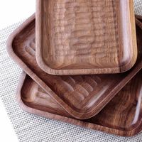 Plateau de service en bois de noyer Guansen assiettes pour snacks pain fruits stockage en bois plat de dîner décors d'art en bois assiette de charge alimentaire
