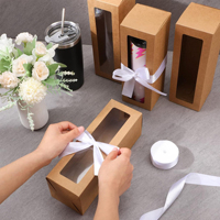 Scatola Regalo Nera Personalizzata con Finestra per Bottiglie Cosmetiche e Prodotti Skincare con Nastro, Logo Personalizzato, Fornitura all'Ingrosso OEM ODM