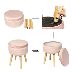 Bailey Custom Stool Home Furniture Round Pouf <strong>Velvet</strong> Storage Ottoman <strong>Coffee</strong> <strong>Table</strong> - Product Image 6