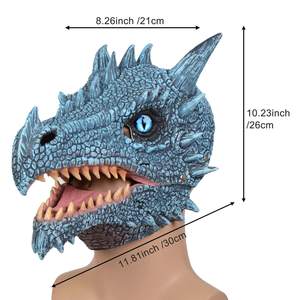 Nicro topeng dinosaurus es mulut bergerak menakutkan wajah penuh desain baru pesta topeng Halloween topeng Dino lateks realistis - Product Image 2